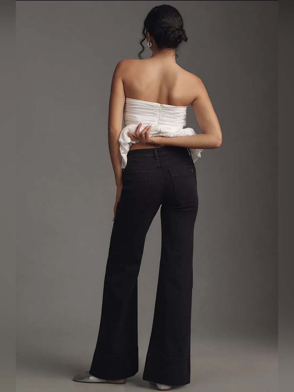 Pilcro Rylan Relaxed High-Rise Flare Pants Dark Blue  Anthropologie Size 30 - Picture 13 of 13
